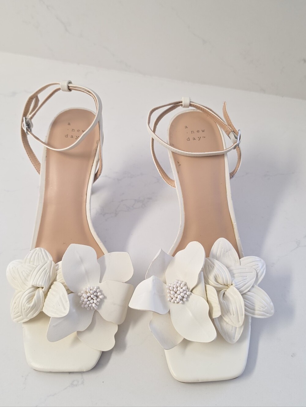 Target Ivory Flower Bridal A New Day Ankle-Strap Sandals 11
